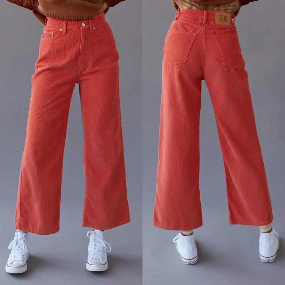 BDG Urban Outfitters Women’s Corduroy High Rise Wide Leg Pants in Orange 24